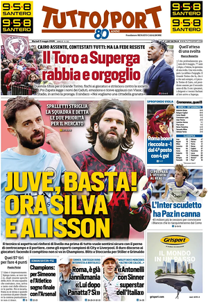 Prima pagina Tuttosport di oggi - Quotidiano sport