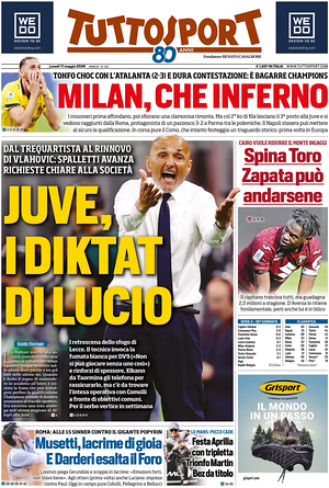 Prima pagina Tuttosport di oggi - Quotidiano sport