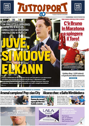 Prima pagina Tuttosport di oggi - Quotidiano sport