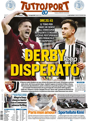 Prima pagina Tuttosport di oggi - Quotidiano sport