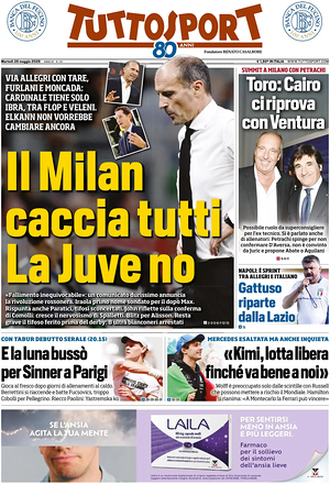 Prima pagina Tuttosport di oggi - Quotidiano sport