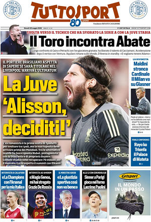 Prima pagina Tuttosport di oggi - Quotidiano sport