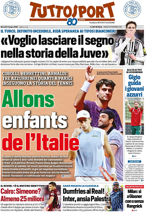 Prima pagina Tuttosport di oggi - Quotidiano sport