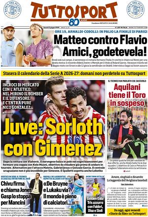 Prima pagina Tuttosport di oggi - Quotidiano sport