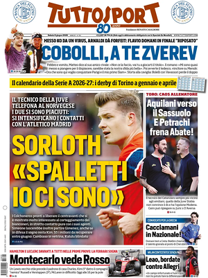 Prima pagina Tuttosport di oggi - Quotidiano sport