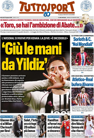 Prima pagina Tuttosport di oggi - Quotidiano sport