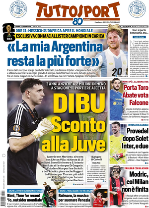 Prima pagina Tuttosport di oggi - Quotidiano sport