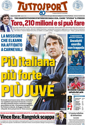 Prima pagina Tuttosport di oggi - Quotidiano sport