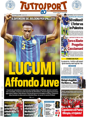 Prima pagina Tuttosport di oggi - Quotidiano sport