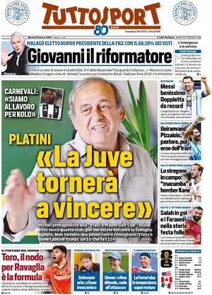 Prima pagina Tuttosport di oggi - Quotidiano sport