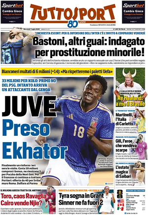 Prima pagina Tuttosport di oggi - Quotidiano sport
