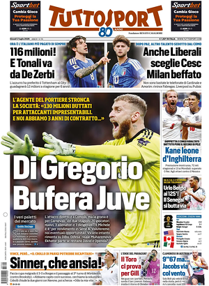 Prima pagina Tuttosport di oggi - Quotidiano sport