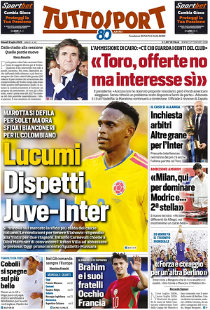 Prima pagina Tuttosport di oggi - Quotidiano sport