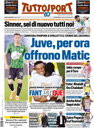 Prima pagina Tuttosport di oggi - Quotidiano sport