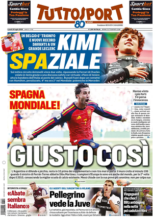 Prima pagina Tuttosport di oggi - Quotidiano sport