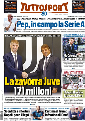 Prima pagina Tuttosport di oggi - Quotidiano sport