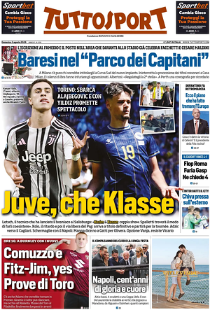 Prima pagina Tuttosport di oggi - Quotidiano sport