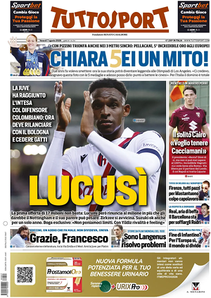 Prima pagina Tuttosport di oggi - Quotidiano sport