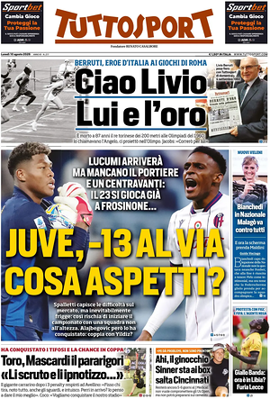 Prima pagina Tuttosport di oggi - Quotidiano sport