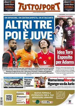 Prima pagina Tuttosport di oggi - Quotidiano sport