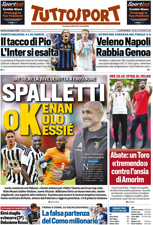 Prima pagina Tuttosport di oggi - Quotidiano sport