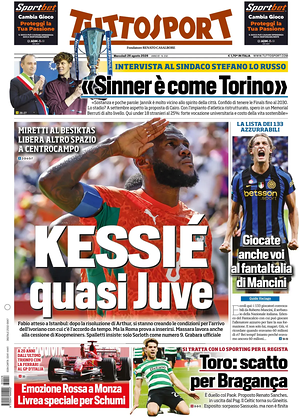 Prima pagina Tuttosport di oggi - Quotidiano sport