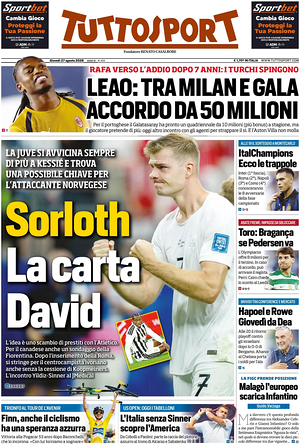 Prima pagina Tuttosport di oggi - Quotidiano sport