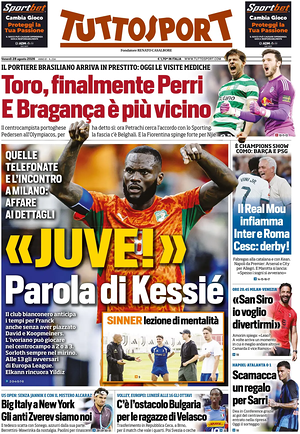 Prima pagina Tuttosport di oggi - Quotidiano sport