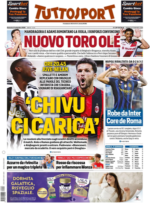 Prima pagina Tuttosport di oggi - Quotidiano sport