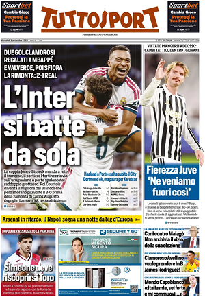 Prima pagina Tuttosport di oggi - Quotidiano sport