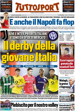 Prima pagina Tuttosport di oggi - Quotidiano sport
