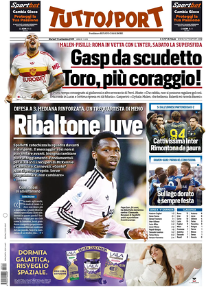 Prima pagina Tuttosport di oggi - Quotidiano sport