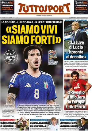 Prima pagina Tuttosport di oggi - Quotidiano sport