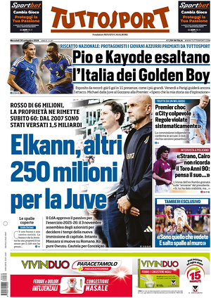 Prima pagina Tuttosport di oggi - Quotidiano sport