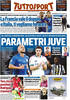 Prima pagina Tuttosport di oggi - Quotidiano sport