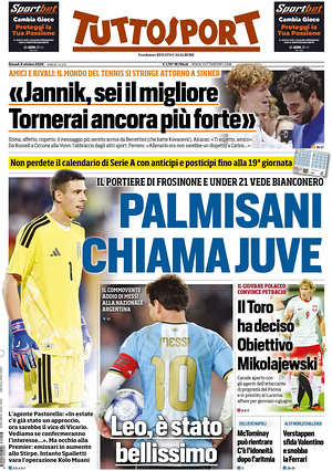 Prima pagina Tuttosport di oggi - Quotidiano sport