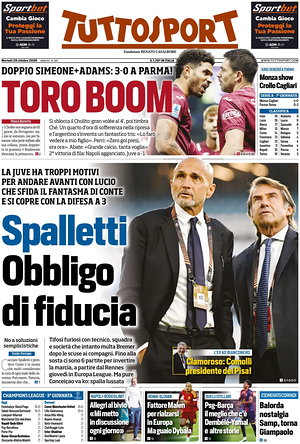 Prima pagina Tuttosport di oggi - Quotidiano sport