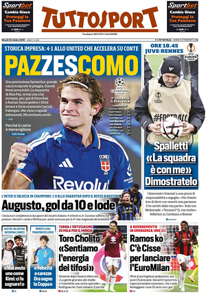 Prima pagina Tuttosport di oggi - Quotidiano sport