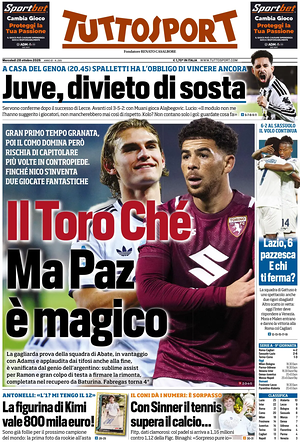Prima pagina Tuttosport di oggi - Quotidiano sport