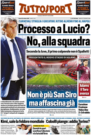 Prima pagina Tuttosport di oggi - Quotidiano sport