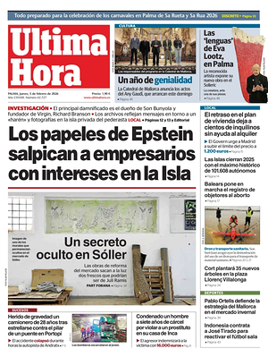 Prima pagina Ultima Hora di oggi - Quotidiano regionale