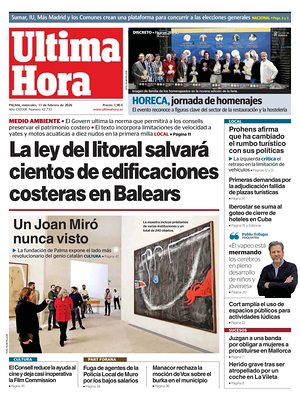 Prima pagina Ultima Hora di oggi - Quotidiano regionale