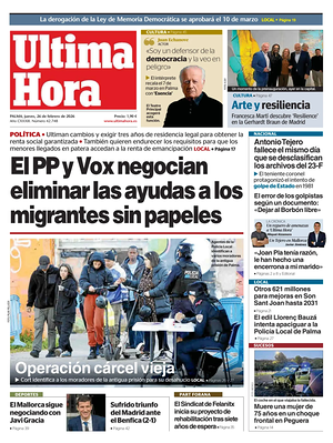 Prima pagina Ultima Hora di oggi - Quotidiano regionale