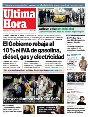 Prima pagina Ultima Hora di oggi - Quotidiano regionale