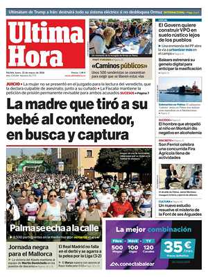 Prima pagina Ultima Hora di oggi - Quotidiano regionale