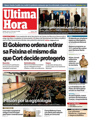 Prima pagina Ultima Hora di oggi - Quotidiano regionale