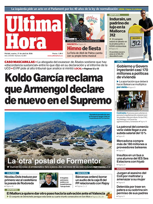 Prima pagina Ultima Hora di oggi - Quotidiano regionale