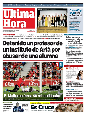 Prima pagina Ultima Hora di oggi - Quotidiano regionale