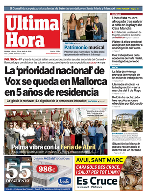 Prima pagina Ultima Hora di oggi - Quotidiano regionale