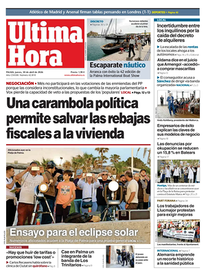 Prima pagina Ultima Hora di oggi - Quotidiano regionale